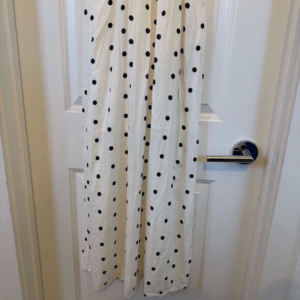 Old Navy fit flare linen blend ruffle trimmed maxi cami polka dot dress XS retro - Picture 9 of 12